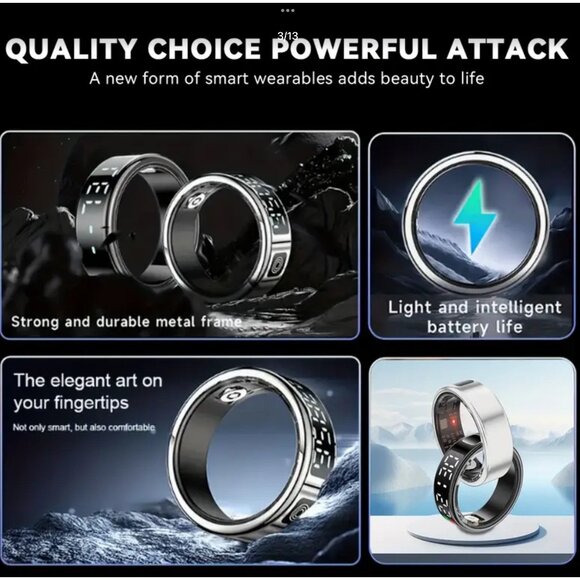 Smart Fitness Tracking Ring With Waterproof Technology & Quick-Charging Case sz - Picture 3 of 7